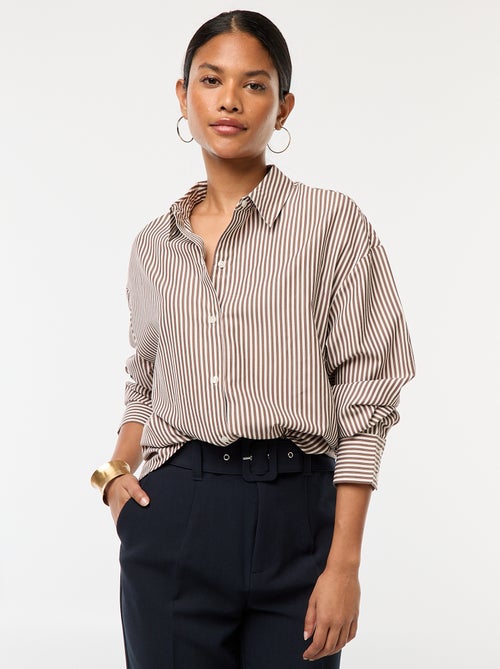 chemise-en-popeline-rayee-gris