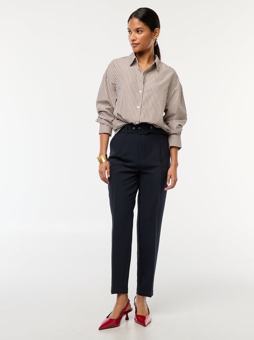 chemise-en-popeline-rayee-gris