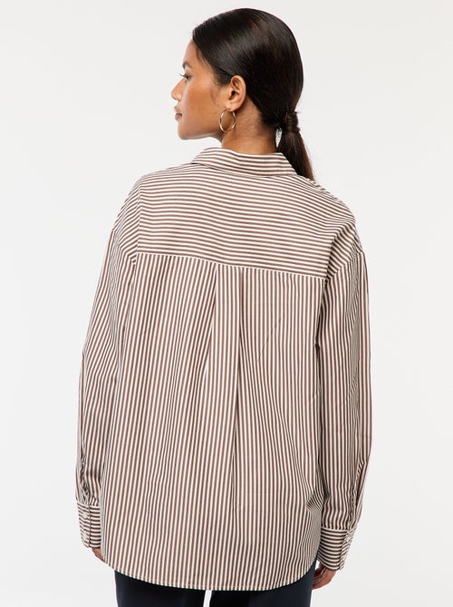 chemise-en-popeline-rayee-gris