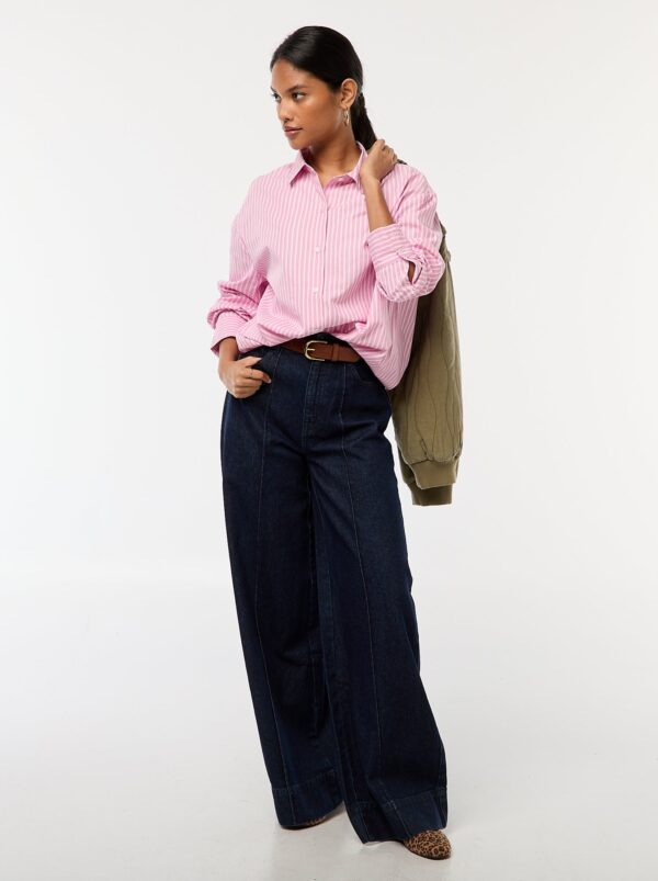 chemise-en-popeline-rayee-rose