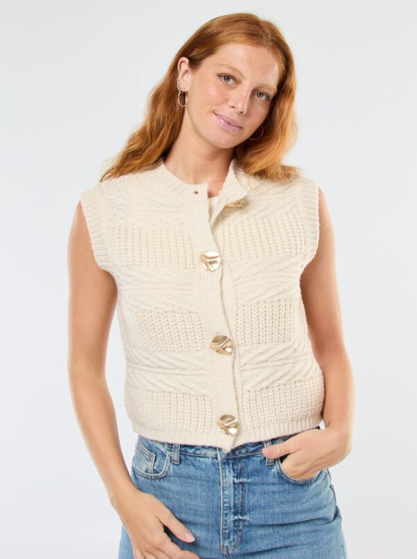 gilet-sans-manches-maille-torsadee-blanc