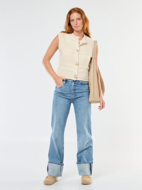 gilet-sans-manches-maille-torsadee-blanc