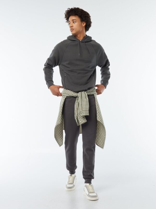 Jogging en molleton gratté avec poches zippées – Gris anthracite