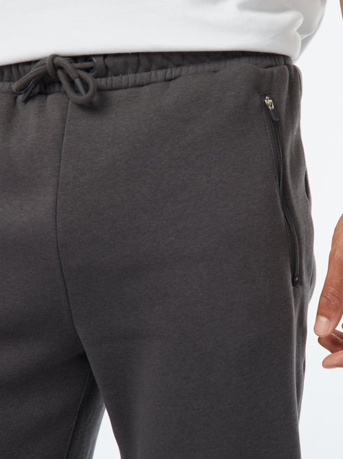 Jogging en molleton gratté avec poches zippées – Gris anthracite