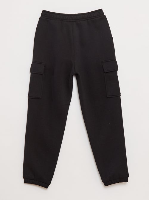 Jogging-en-molleton-uni-multi-poches-noir