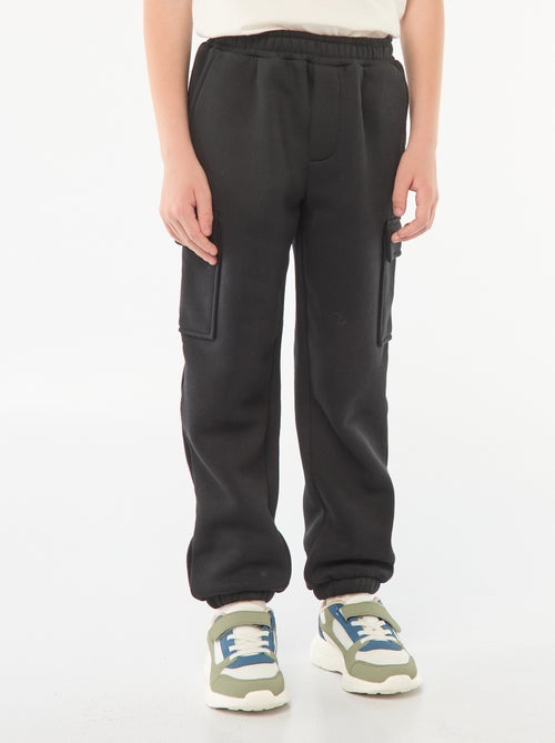 Jogging-en-molleton-uni-multi-poches-noir