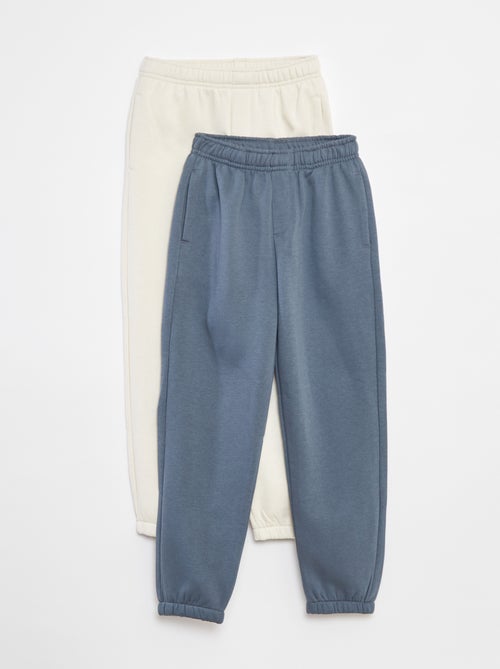 lot-2-pantalons-joggings-en-molleton-beigebleu