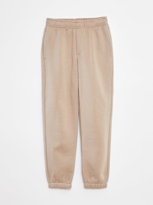 lot-2-pantalons-joggings-en-molleton-beigebleu