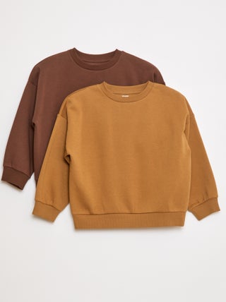 lot-de-2-sweats-unis-en-molleton-marron