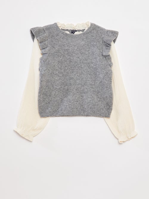 pull-avec-blouse-2-en-1-gris
